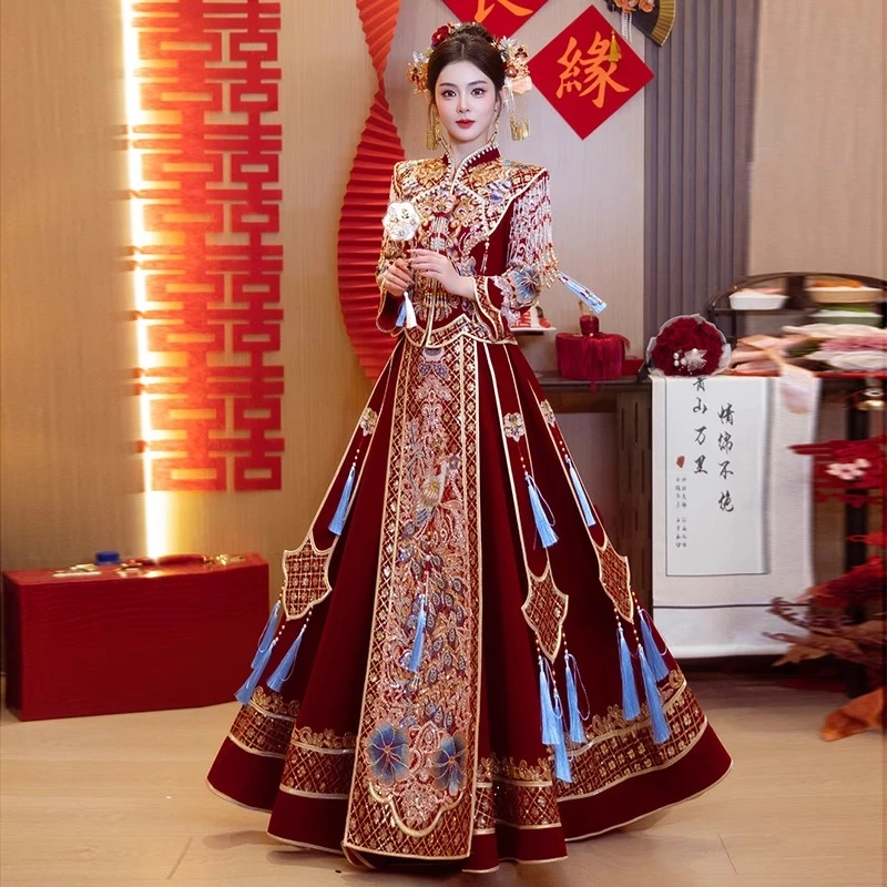 秀禾服2025新款高端敬酒服大码胖mm200斤重工出嫁衣小个子礼服150