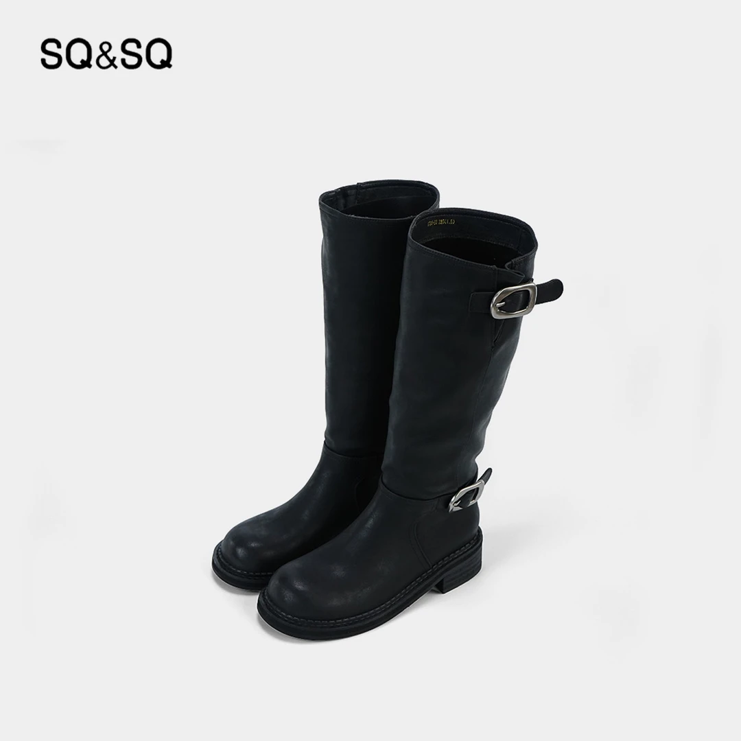 SQ&SQ真皮厚底长筒靴女休时尚潮流时装靴子8708-88