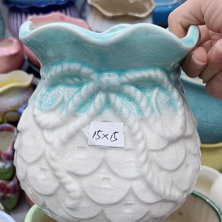 多肉绿植陶瓷花盆9.9包邮，有孔