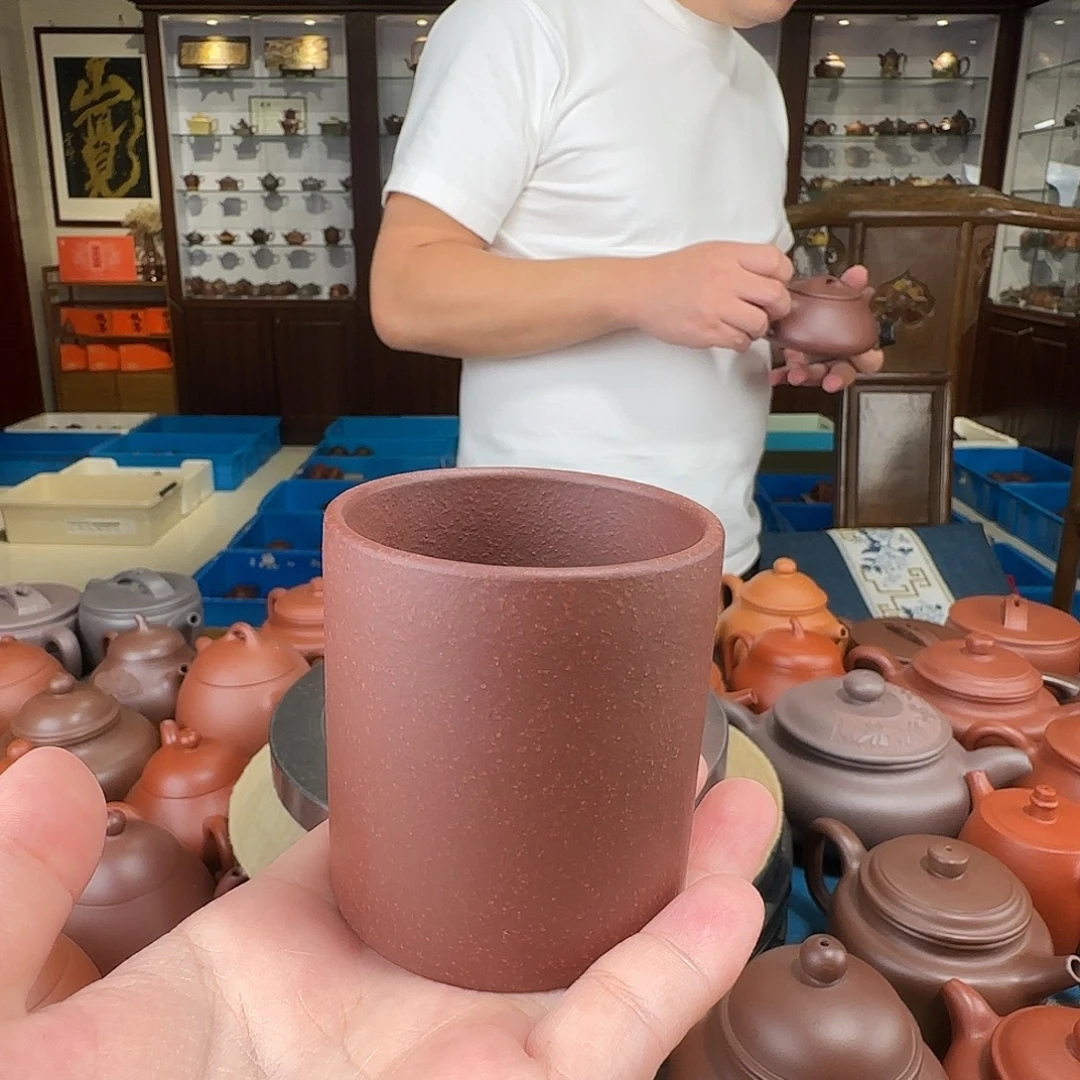 茶壶紫砂直筒杯紫泥