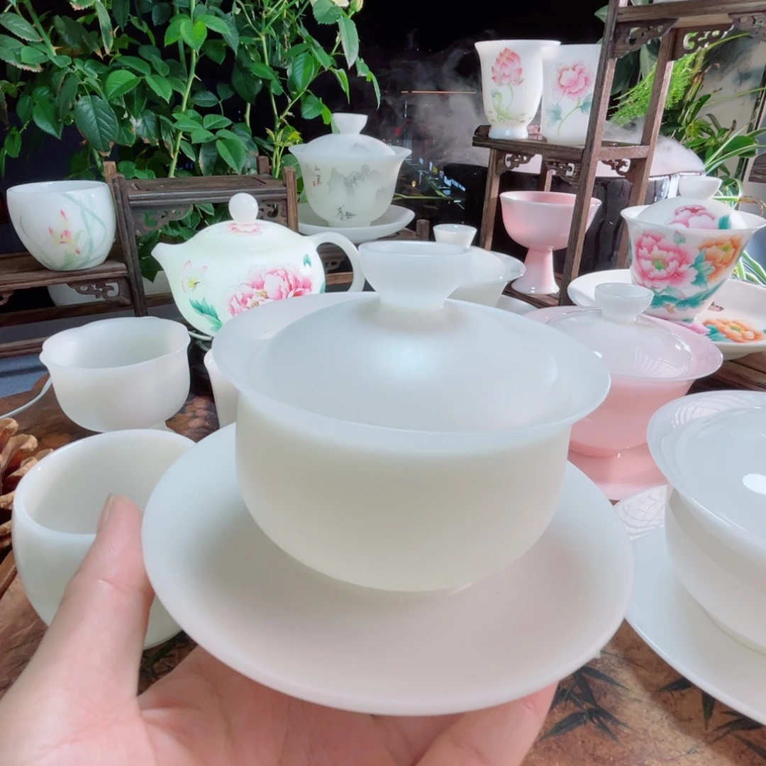 昉****）冰晶璞玉素烧布袋盖碗