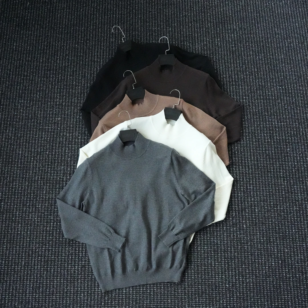 CssuGent 可机洗羊毛衫 男时尚半高领打底衫潮流黑色亲肤羊毛衫