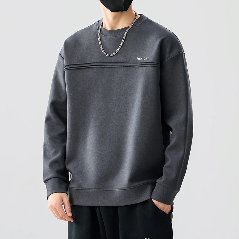 锡芝班拿圆领卫衣男士春秋季长袖套头打底衫潮流宽松舒适休闲上衣