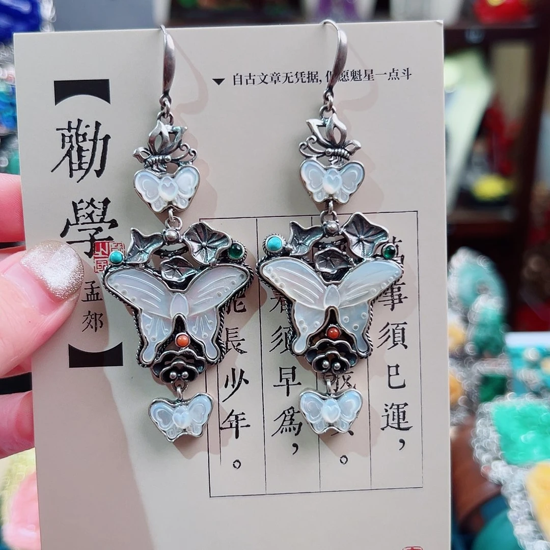 银S925镶嵌贝壳耳环耳环