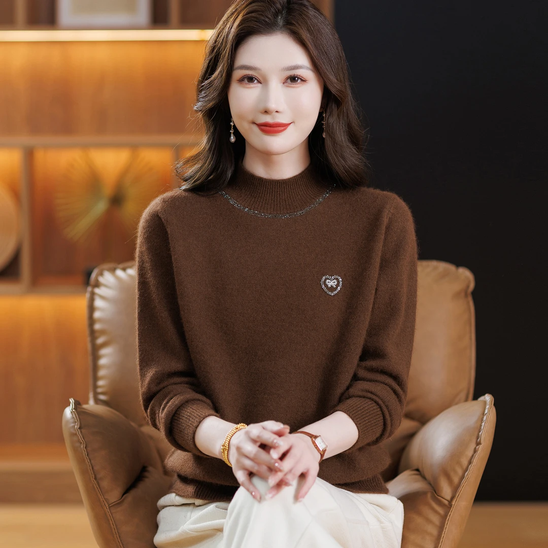 加厚圆领毛衣新款羊绒衫女宽松洋气中年妈妈2025年秋冬季保暖打底