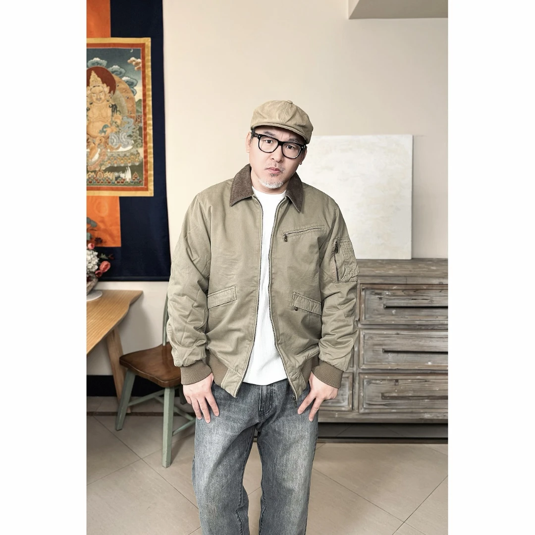 阿美咔叽复古水洗坦克棉服夹克外套棉衣628