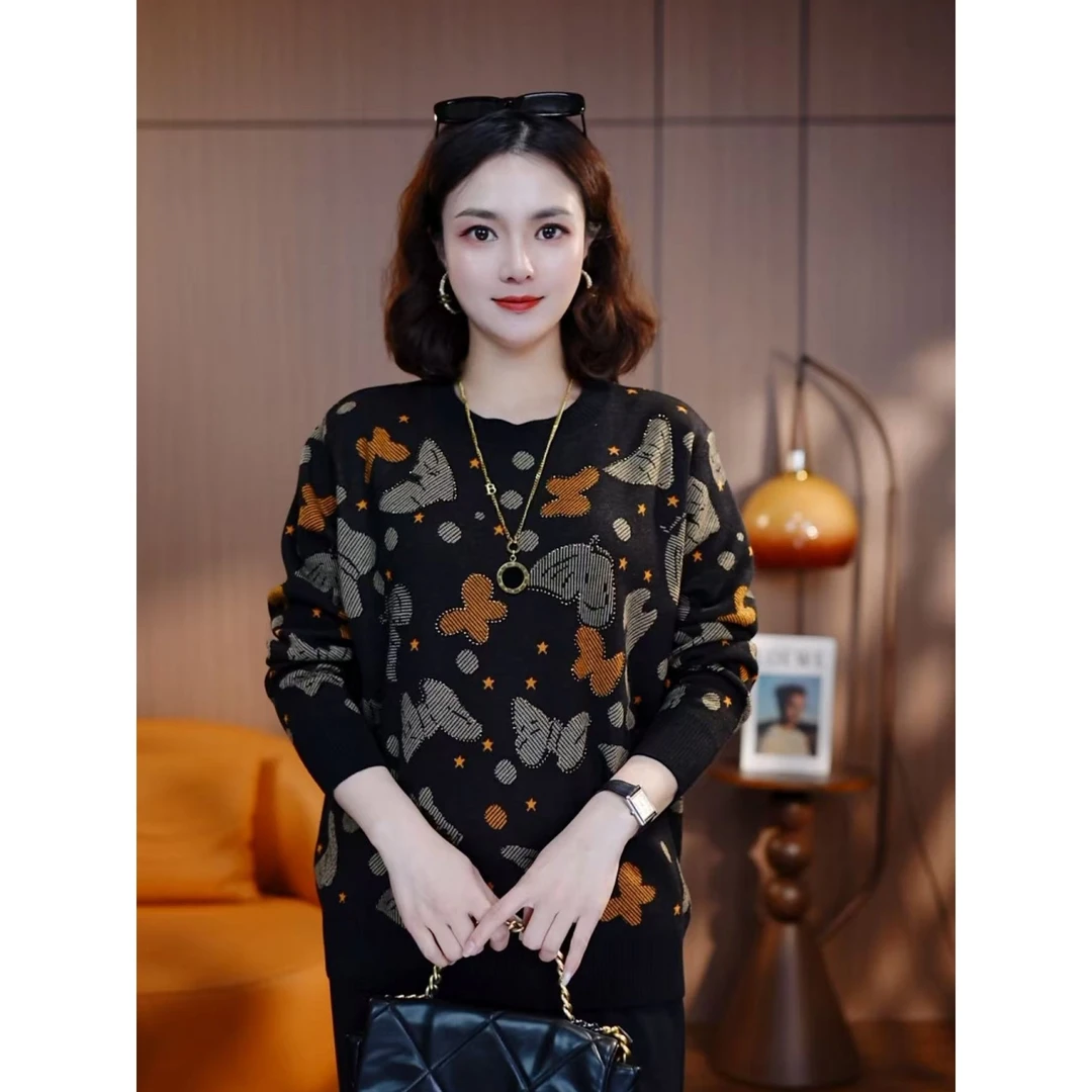 蝶之秘境-新款针织衫毛衣洋气女百搭冬季显瘦保暖气质宽松中老年
