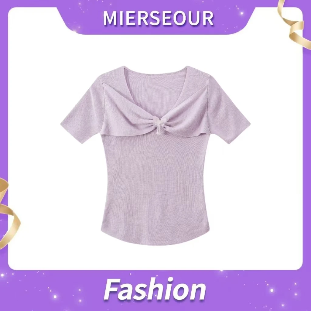 【蝴蝶翩翩】简约设计感轻薄针织短袖-1203