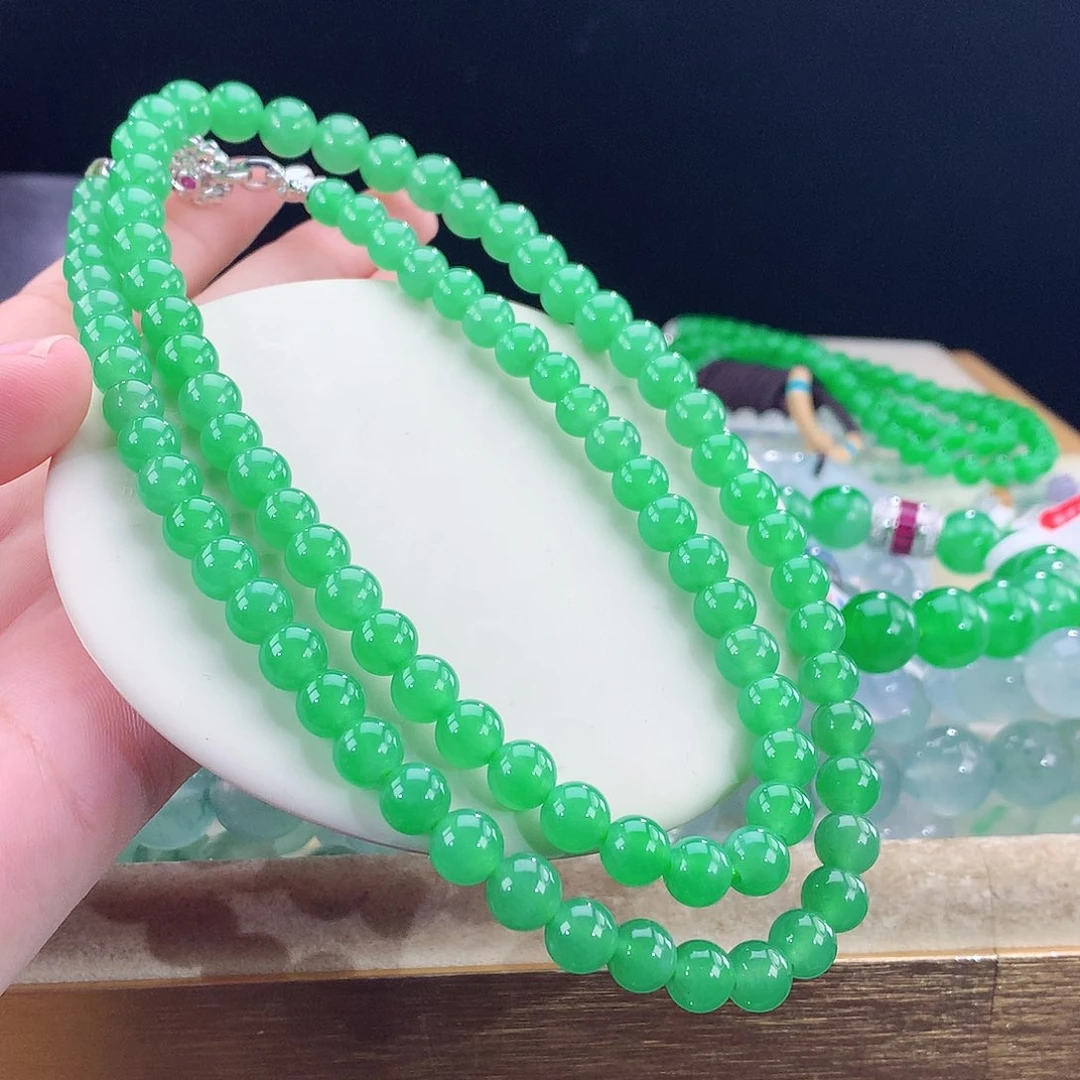 森***池手链翡翠未镶嵌卡7-8