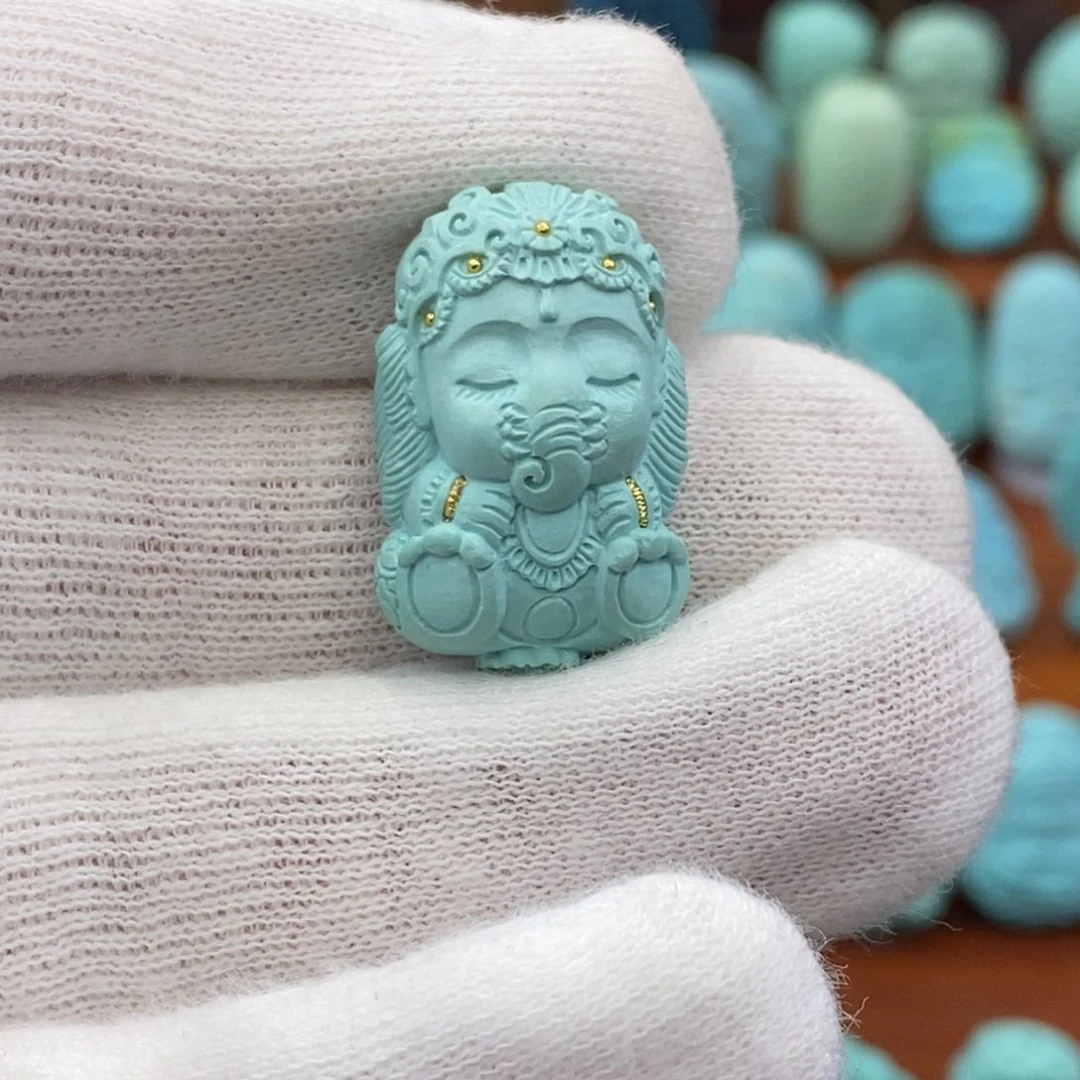 绿松石18K金镶嵌珠宝奇石