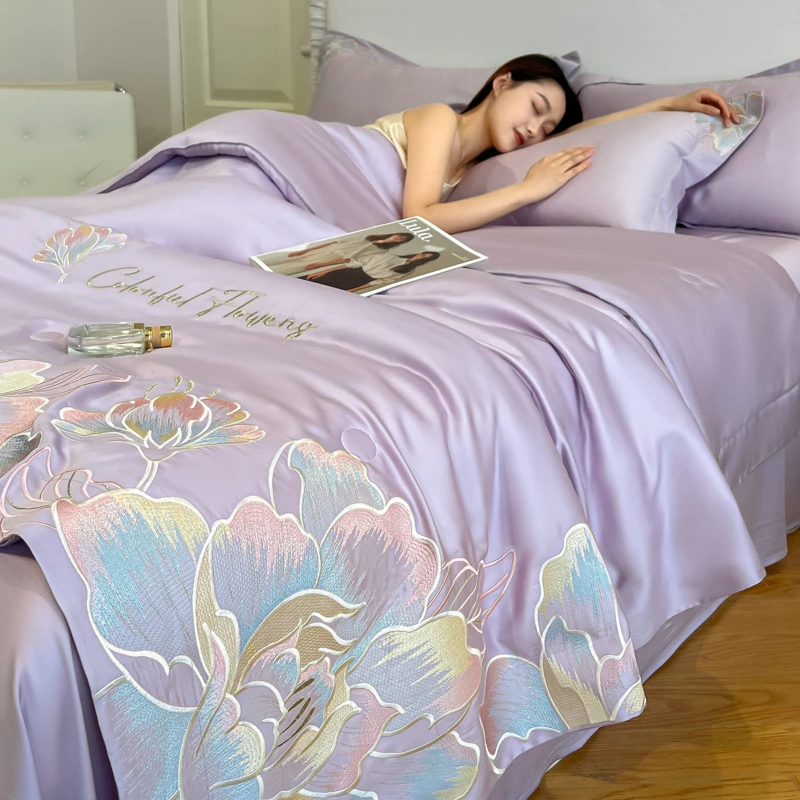 夏季款天丝夏凉被夏被四件套夏季凉感空调被芯单双人薄被子可机洗