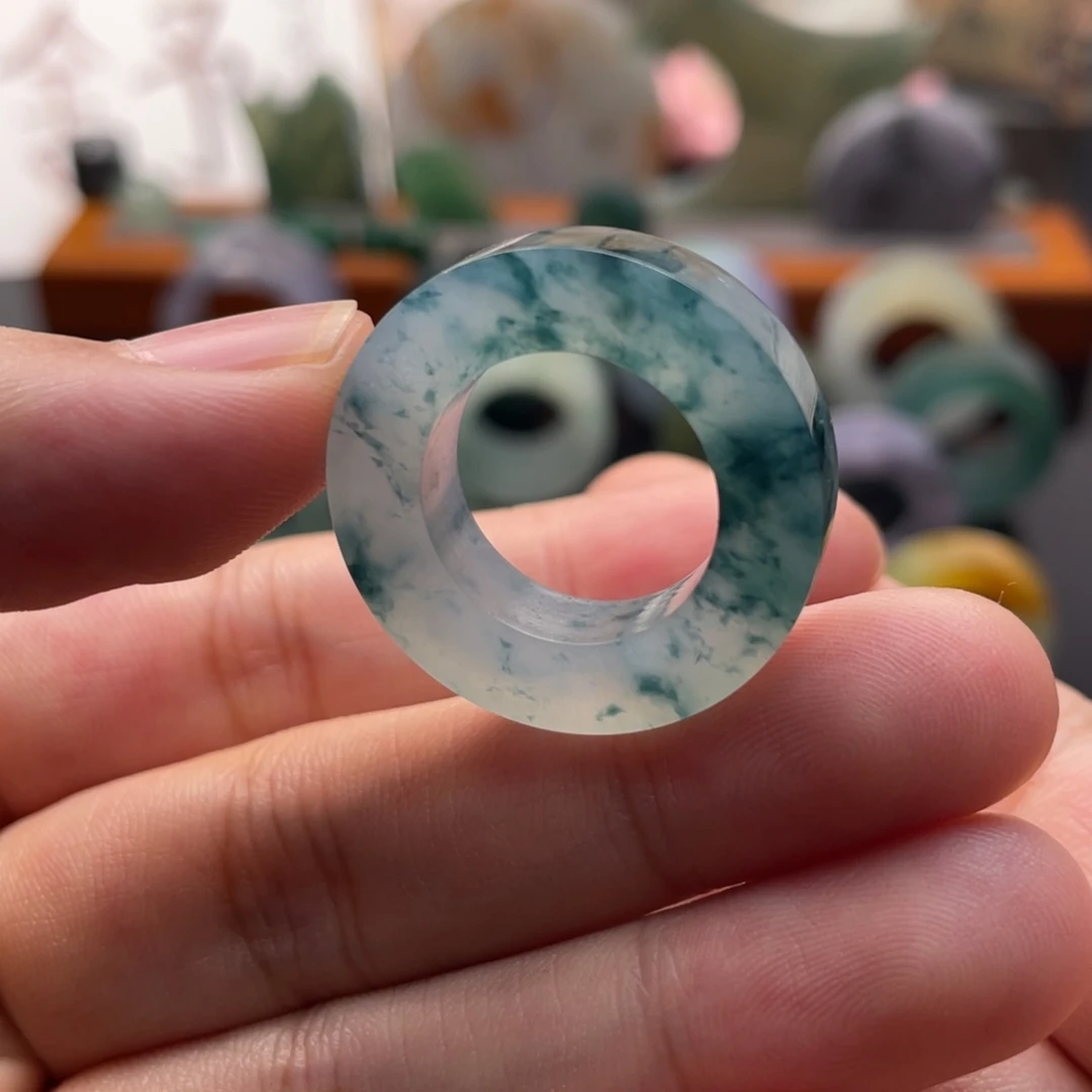 定制翡翠未镶嵌  牛仔蓝冰飘花