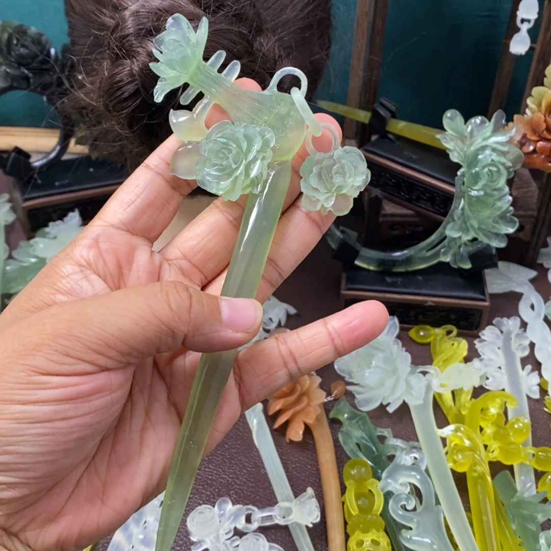 开***贝蛇纹石玉未镶嵌发饰