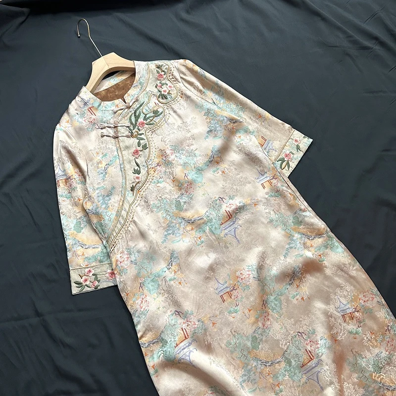 新中式老料重工气质时尚宽松连衣裙2282