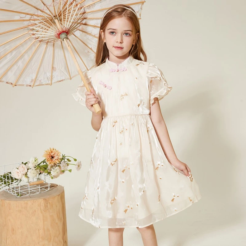 短袖连衣裙国风女童连衣裙夏装裙子儿童夏季裙特价正品无瑕中国风