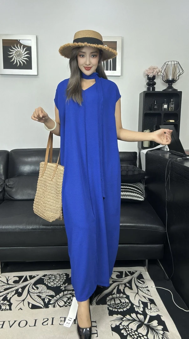 2025新款宽松版彩色长连衣裙