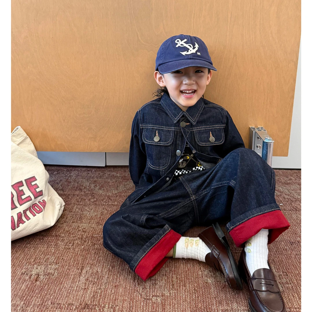 壹妈韩版童装男童牛仔套装秋装洋气儿童帅气时髦炸街夹克外套裤子