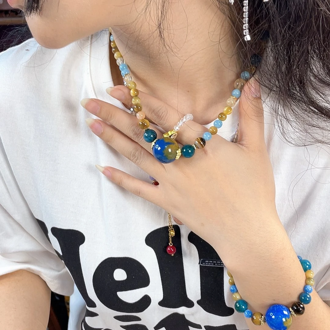 水晶手链银S925镀金镶嵌