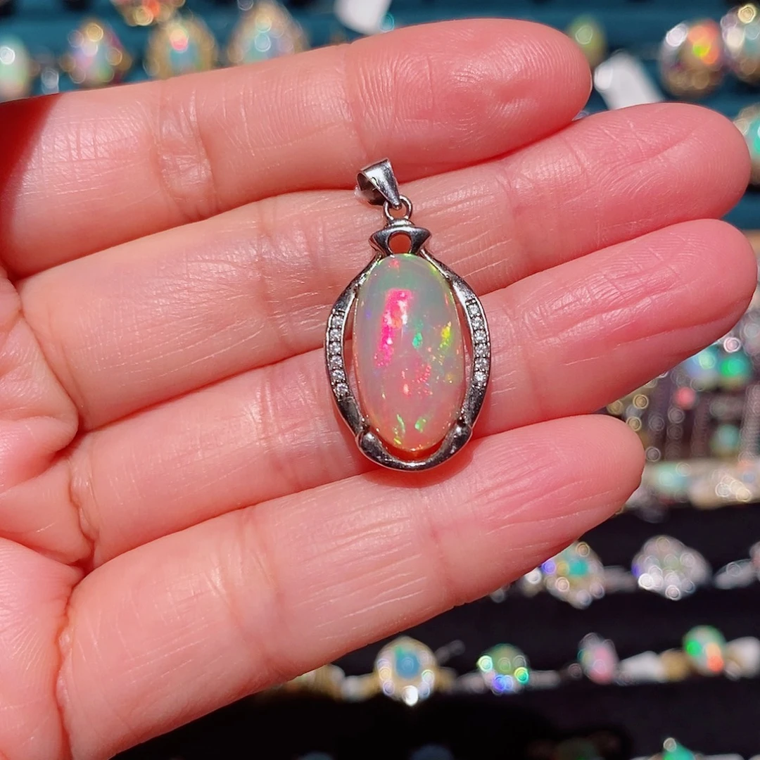 欧泊银S925镶嵌吊坠