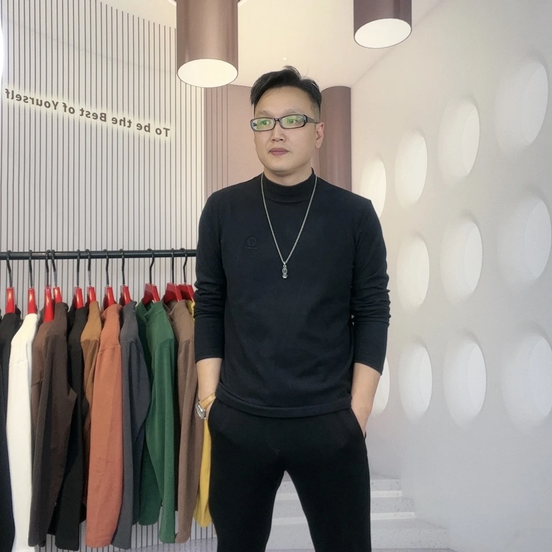 新品男士半高领刺绣双面一体北欧绒长袖百搭打底衫D8103