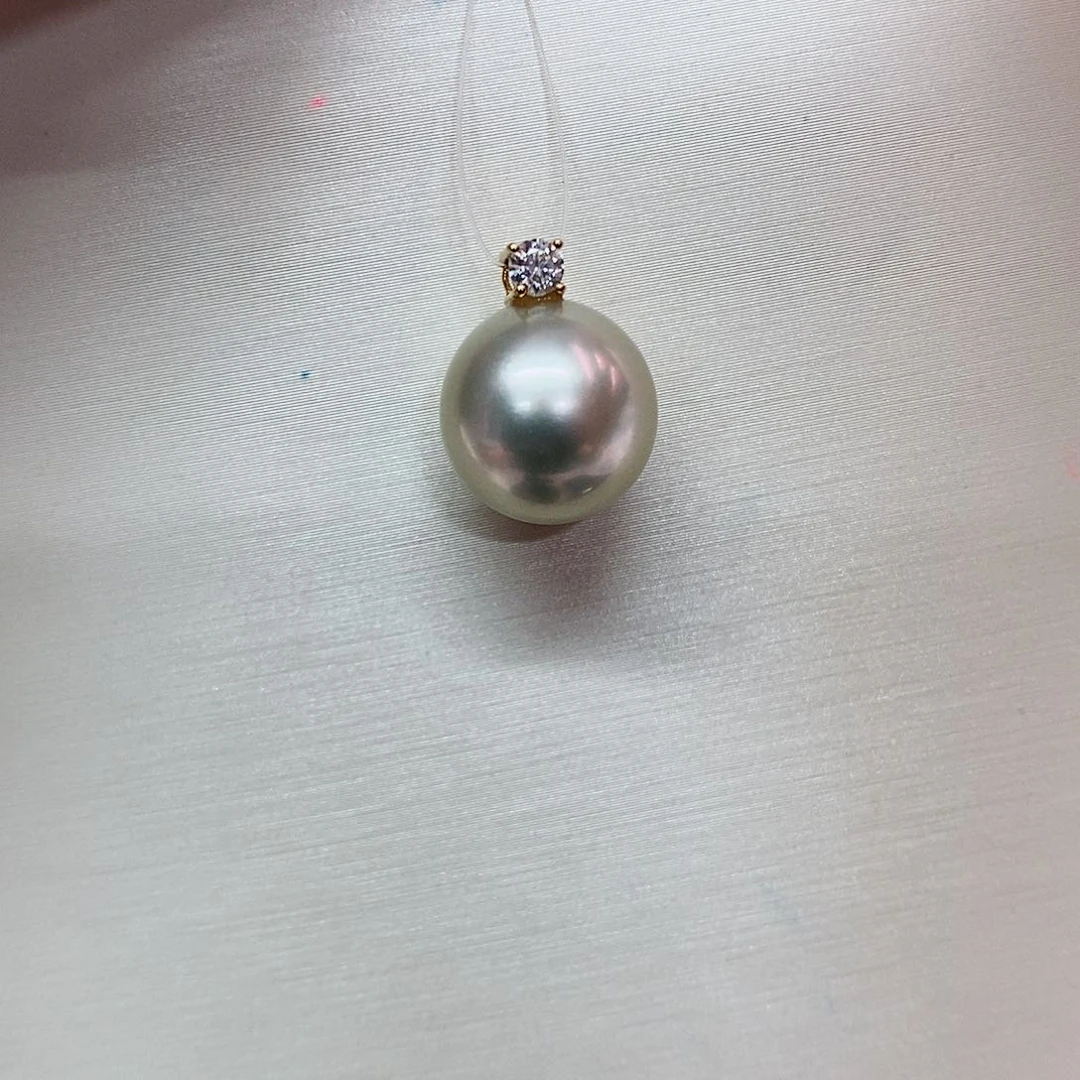 吊坠(不含链)18K金镶嵌海水珍珠11-12
