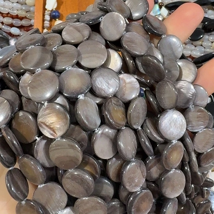 玛瑙/玉髓合金珠宝半成品2条高级灰圆片