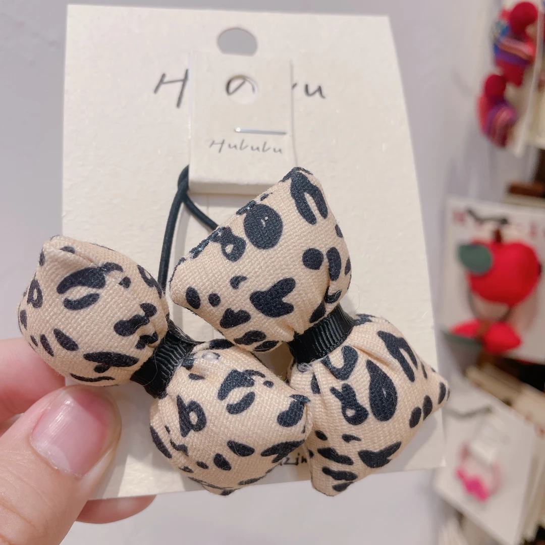 HLL-4323【满9.9飞】浅色豹纹胖结发圈一对装