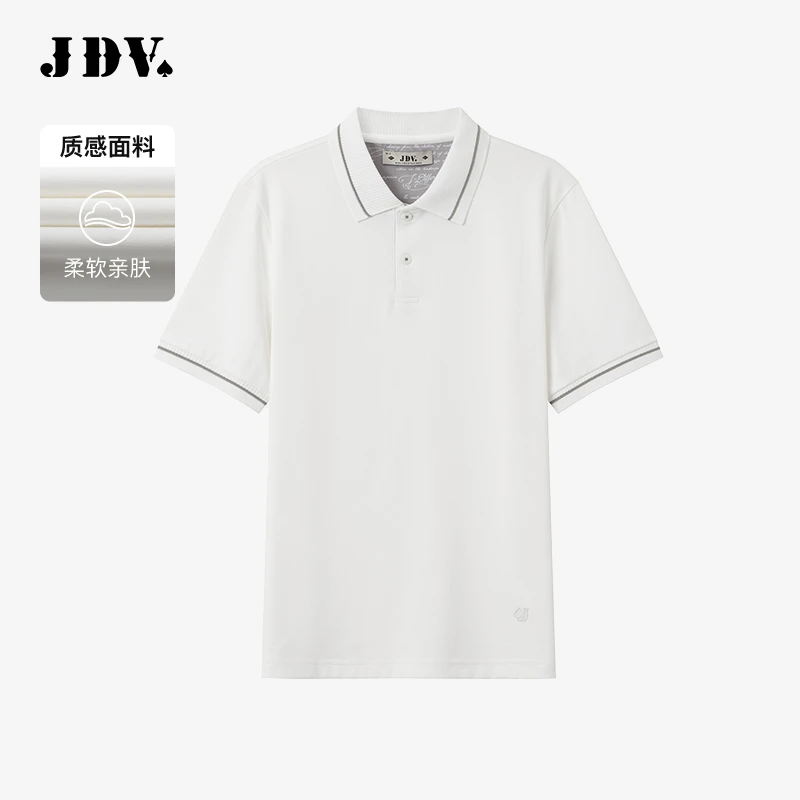 J.D.V男装2025夏季商场同款男士舒适休闲白色POLO短袖T恤 SPO5309