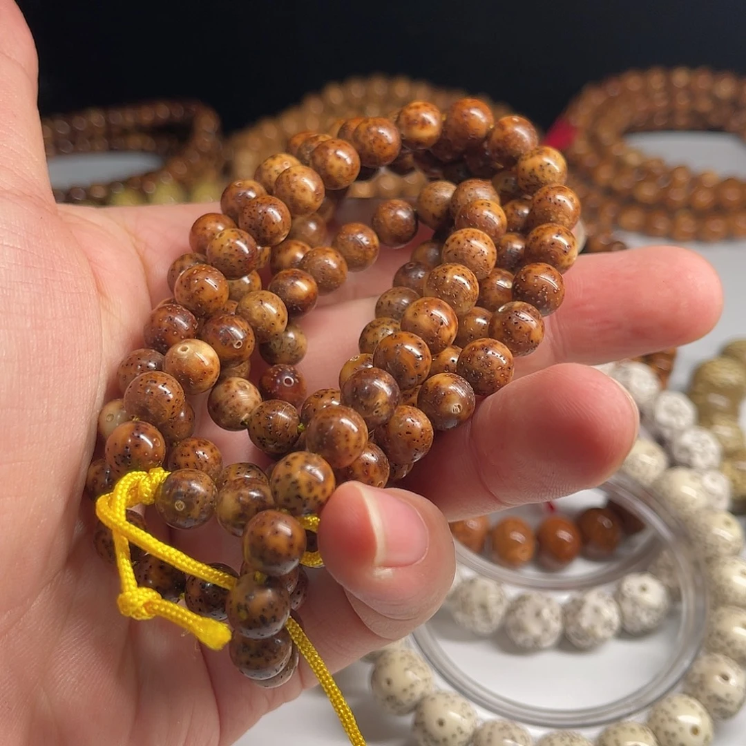 星月菩提吊坠8圆浅色琥珀色陈华料