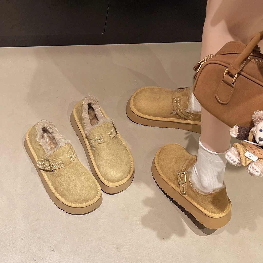 厚底雪地靴女冬季勃肯鞋2025新款网红爆款加绒加厚博肯东北大棉鞋