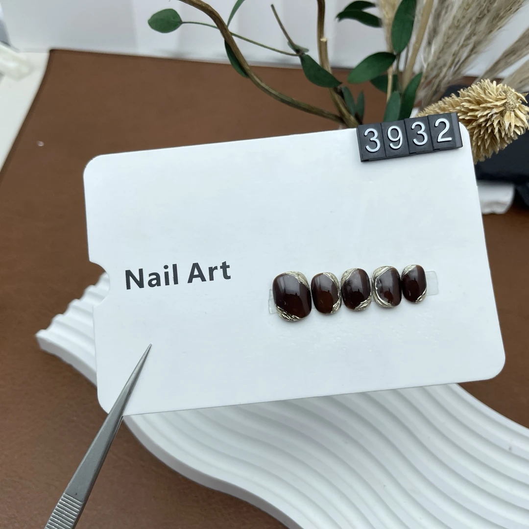 现货穿戴甲3932极光猫眼手工款式穿戴甲中长款穿戴式流行可爱冬季