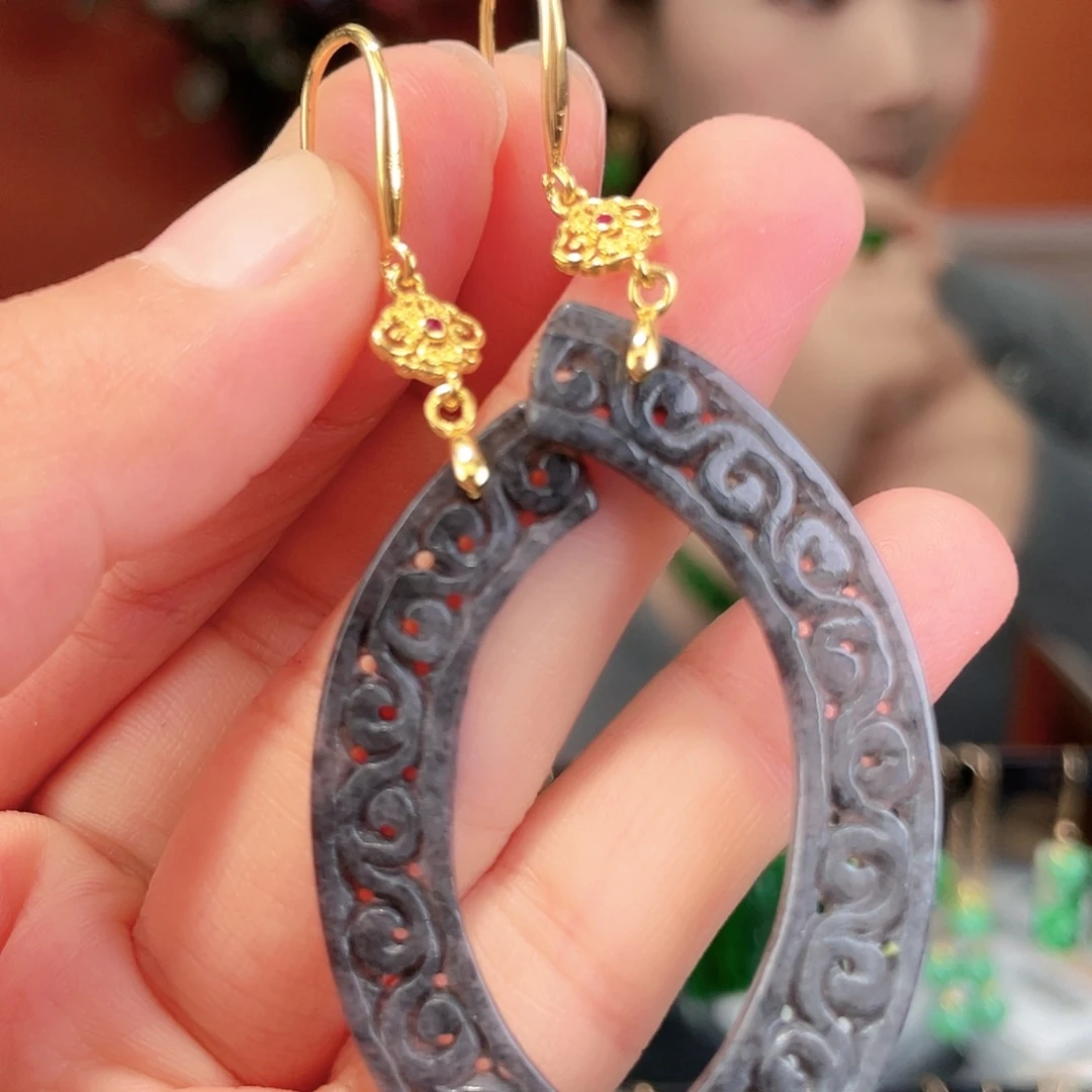 翡翠未镶嵌耳饰饰品