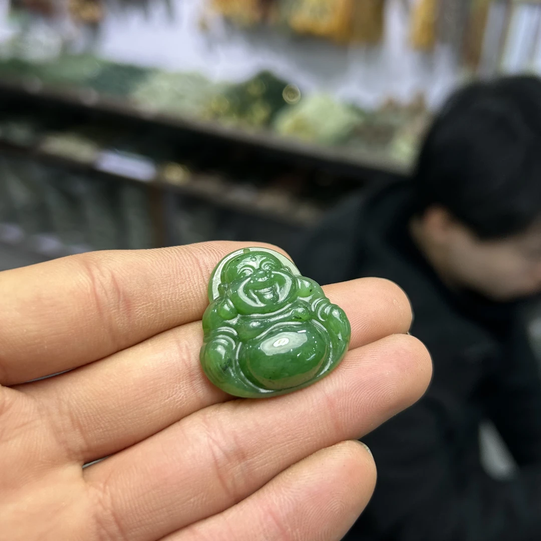和田玉碧玉30mm佛公吊坠【潜珑】WW-99-041