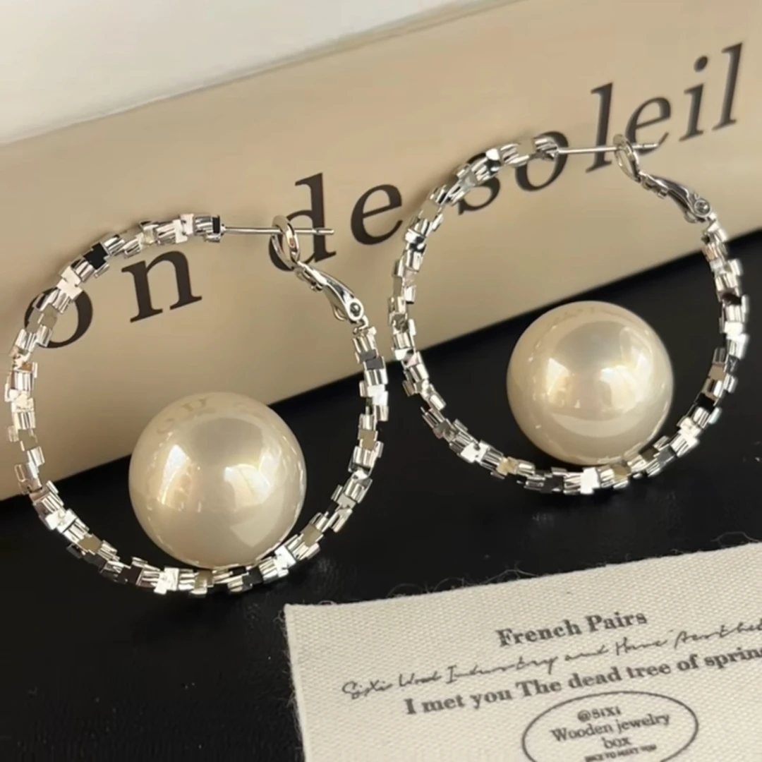 铜合金耳饰 Selia高级轻奢百搭防珍珠气质设计师感韩版耳环耳圈