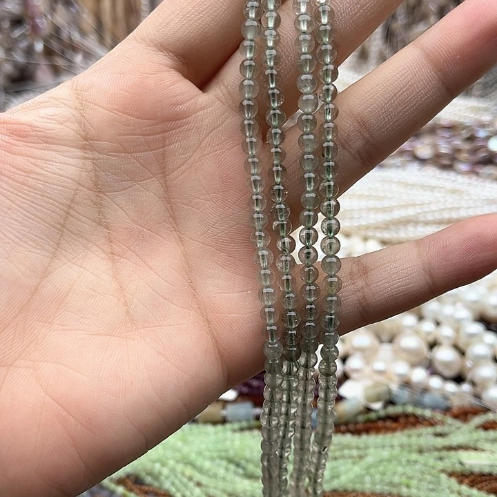 未镶嵌玛瑙/玉髓珠宝半成品一条4mm左右绿水晶