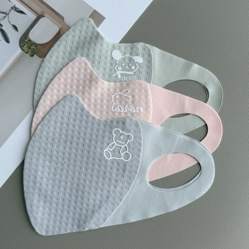 儿童防晒口罩夏季冰丝华夫格薄款透气立体遮阳面罩水洗3-11男女孩