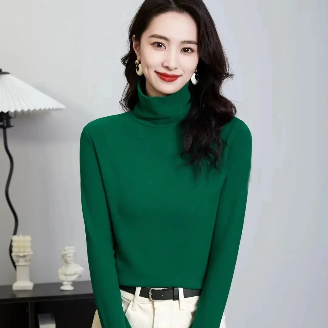 欧货秋冬加绒加厚双面绒长袖奥绒针织弹力打底衫百搭网红高品质