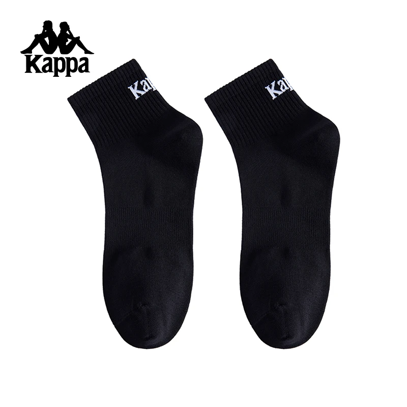 Kappa/卡帕运动风夏季透气中筒袜子ins男袜简约纯色袜女袜