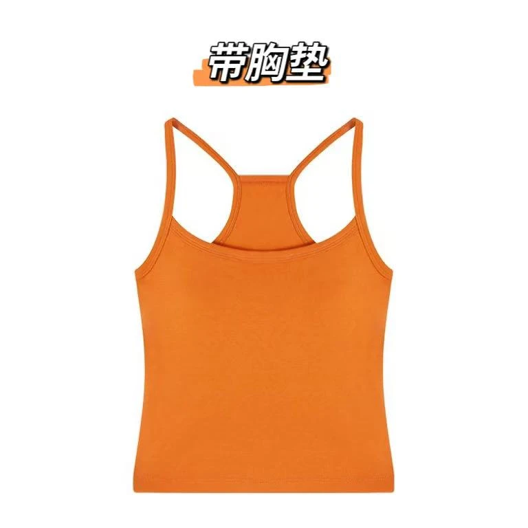 纯棉带胸垫内搭打底无袖工字吊带背心女夏季美式辣妹显瘦外穿上衣