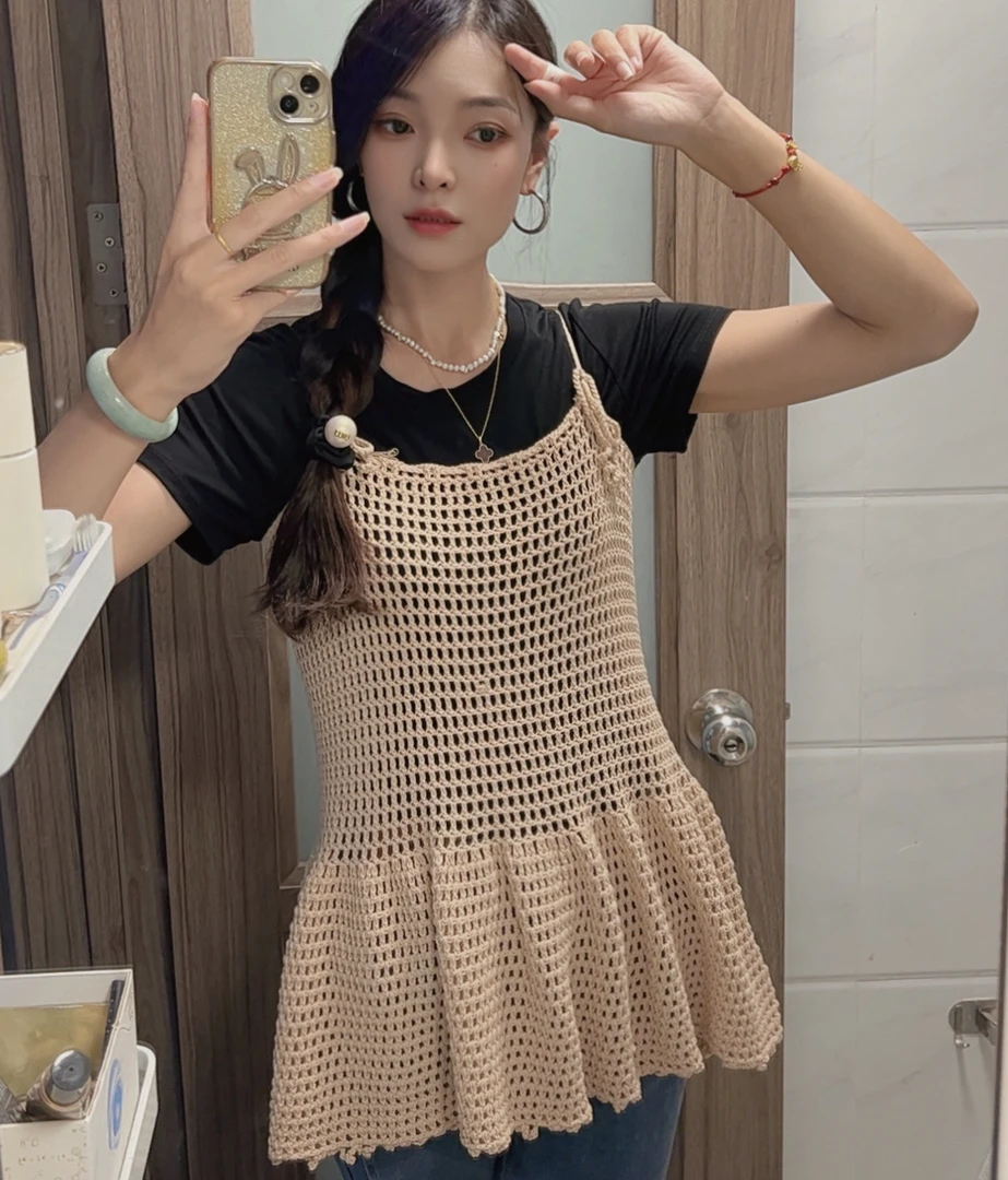 夏季冰凉线吊带棉竹线8股3.5钩针(非成品手工料包含教程)芳芳设计