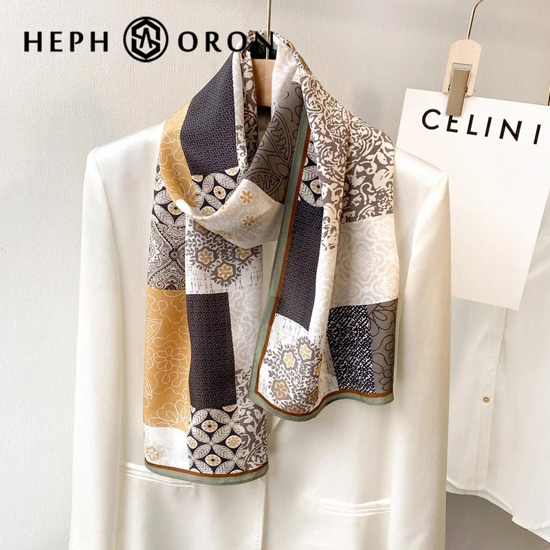 轻奢品牌英伦格子长条腰果花围巾2025新款百搭时尚女士护颈丝巾