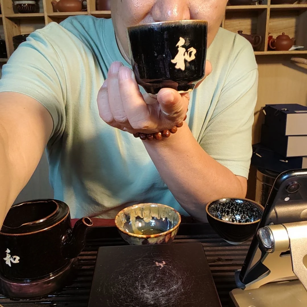 御***风天然老黑釉斗笠盏