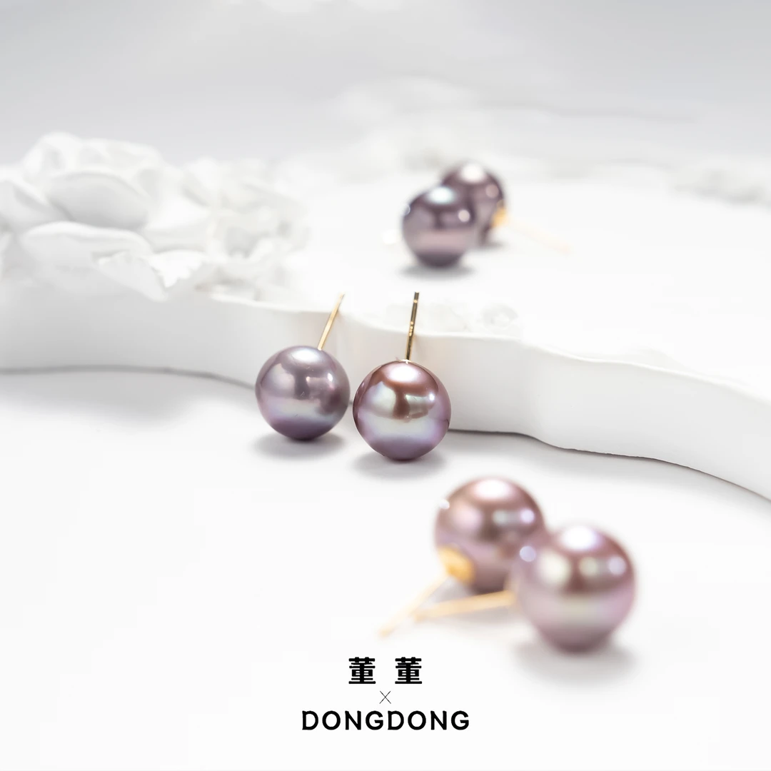 DDX677-2【董董】淡水爱迪生紫色珍珠耳钉/10-11mm/S925