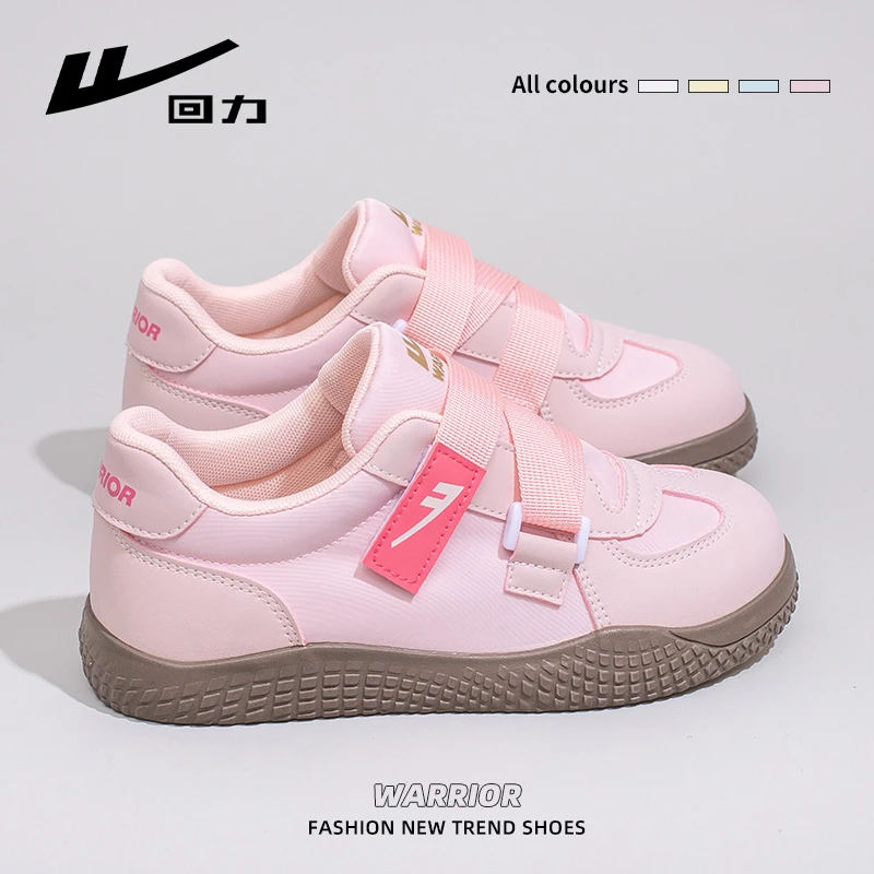 回力樱花粉帆布鞋女2025秋季新款魔术贴休闲板鞋百搭ins潮德训鞋