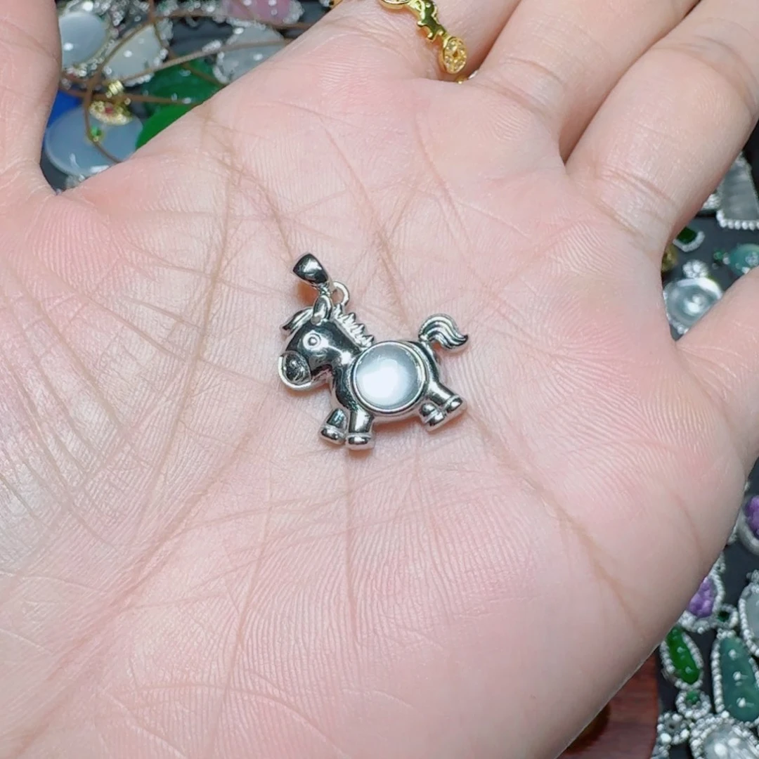 吊坠(不含链)银S925镶嵌石英质玉