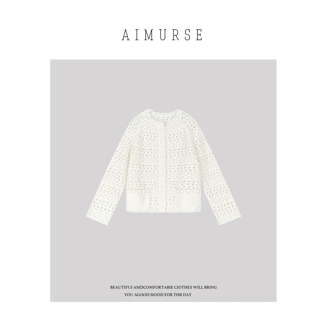 AIMURSE【半熟芝士】小众设计师 镂空工艺时髦百搭休闲毛衣 AM30029