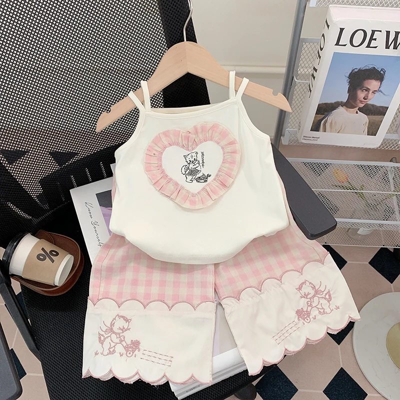 【米家原创】女童套装夏装2025新款洋气吊带上衣小童裤子夏季薄衣服