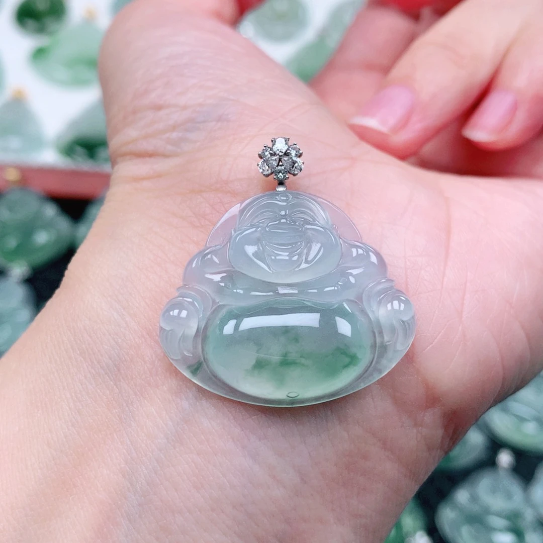 吊坠(不含链)18K金镶嵌翡翠