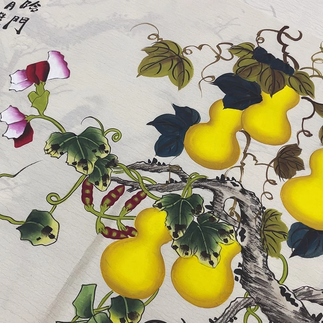 国画纯手绘的花鸟山水