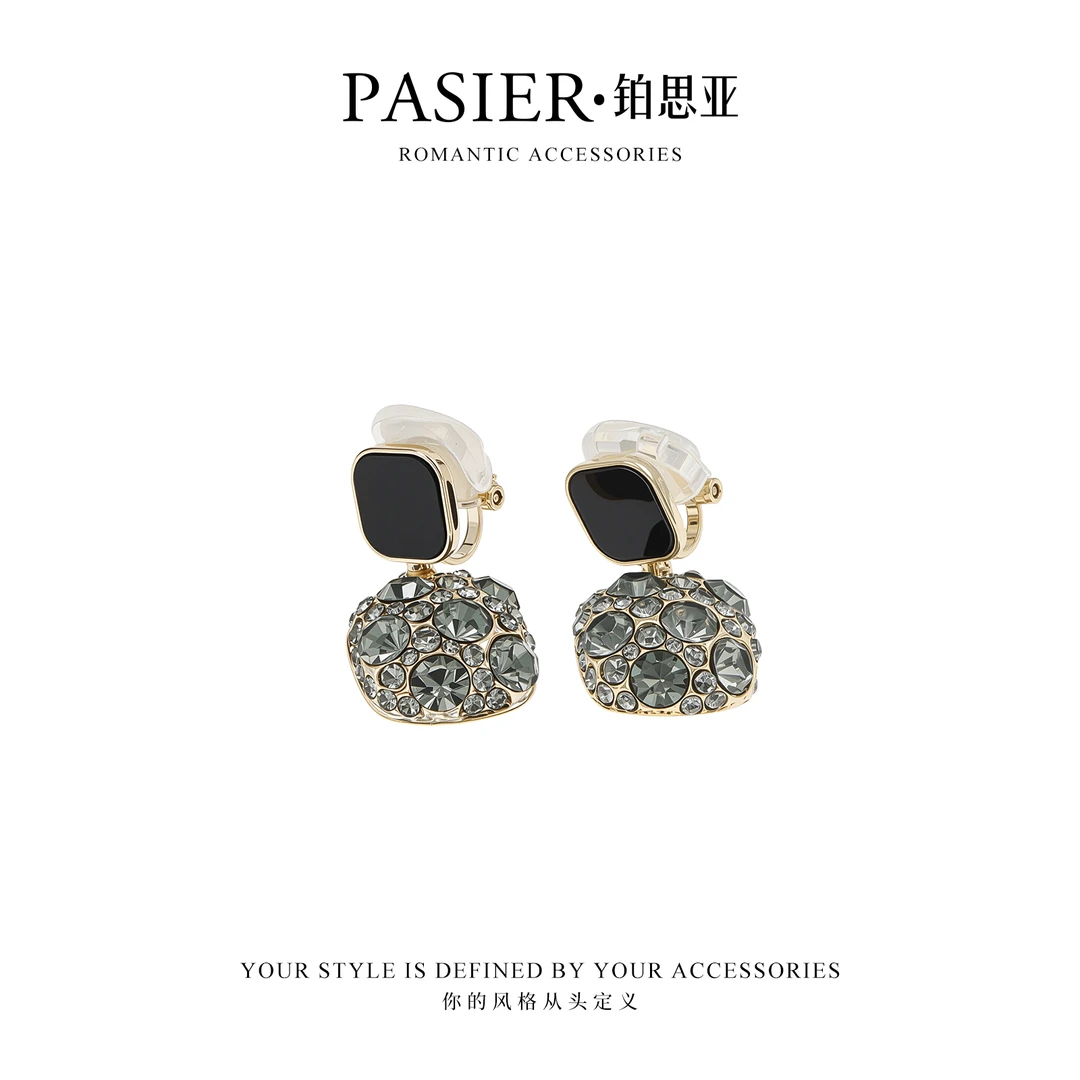 铜合金合成锆石耳饰 时尚百搭女新款无耳洞耳环FS5135【A】